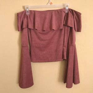 Soft velvety dusty pink crop top